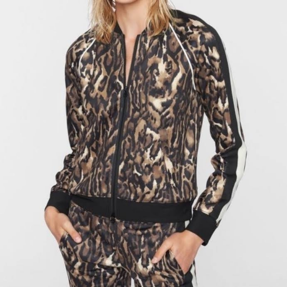 Pam & Gela Ocelot Track Zip Up Jacket Size Small